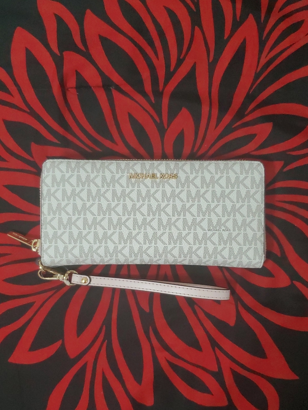 Michael Kors Pink Powder Blush Multi MK Logo Wallet Wristlet